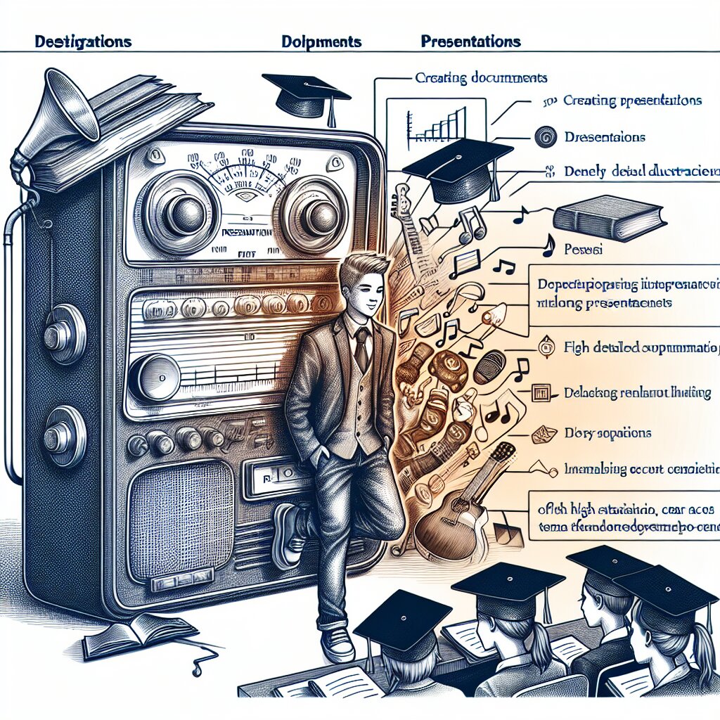 빈티지 라디오 다이얼 모티브의 음악 관련 PPT 디자인 가이드 🎶📻