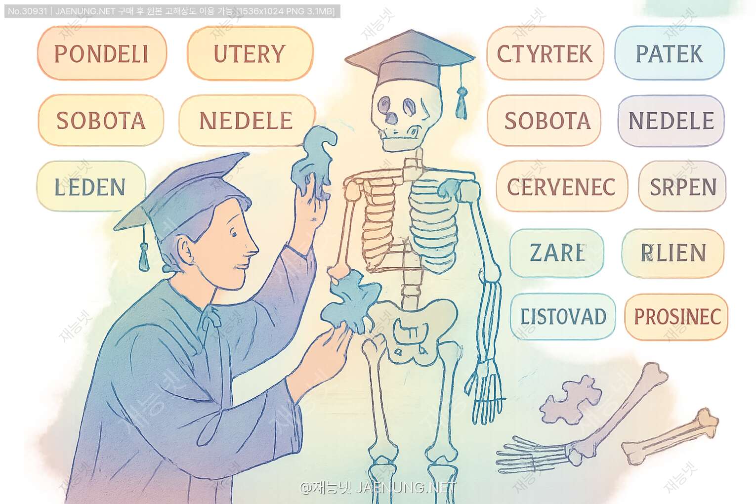콘텐츠 대표 이미지 - 체코어 요일 & 월 이름, 그냥 외우지 말고 '뼈대'부터 조립해 보자! 🔧