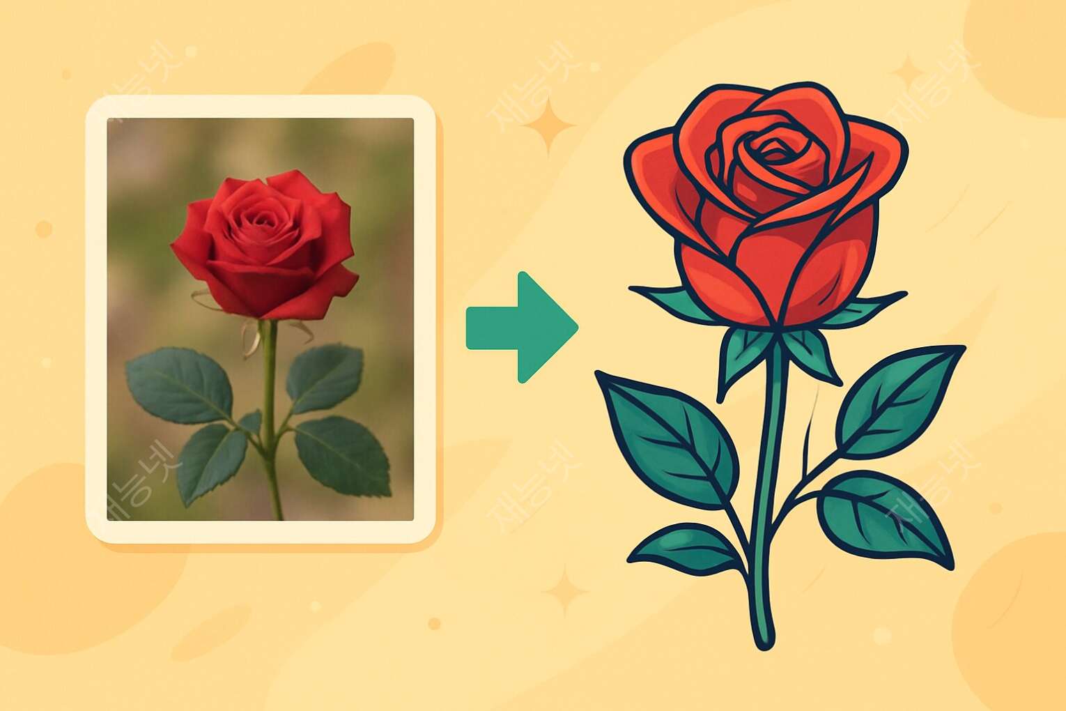 🌸 꽃 언어 도감: 식물 사진을 상징적 벡터 일러스트레이션으로 🌼, image size:1530x1020