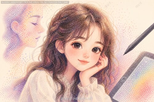 점묘법을 디지털로 구현한 인물 일러스트의 세계 🎨👤