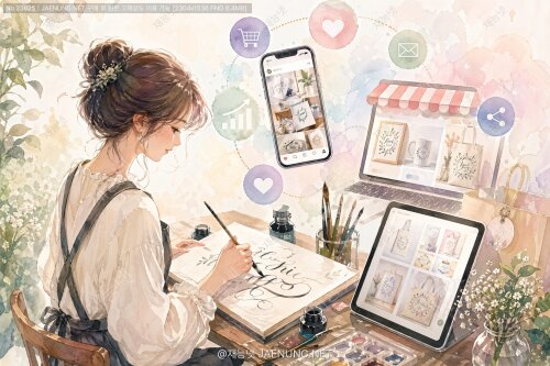 캘리그라피 작품, 온라인에서 빛나게 하는 마케팅 전략 완전정복 🖌️✨