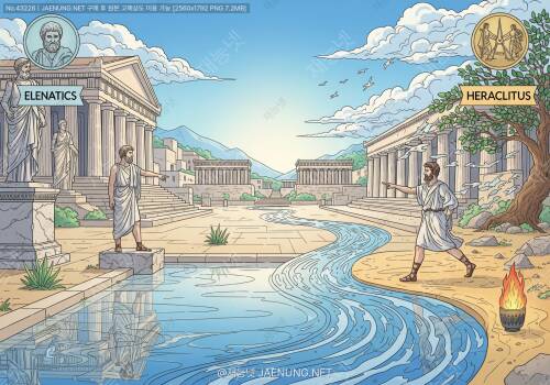 🏛️ 엘레아 학파 VS 헤라클레이토스: 존재와 생성에 대한 대립적 사고 🌊