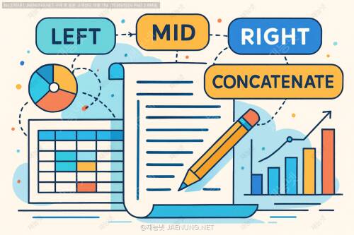 텍스트 함수 활용: LEFT, RIGHT, MID, CONCATENATE