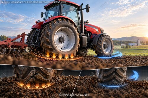 🚜 트랙터 뒷바퀴는 왜 앞바퀴보다 클까? — 견인력·접지압·조향의 물리학으로 풀어보는 농기계 설계의 비밀