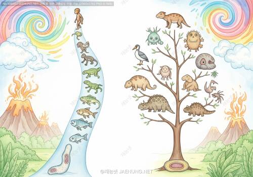 🌳 단선적 진화 vs 가지치기식 진화: 생명의 역사를 탐험하다 🌿