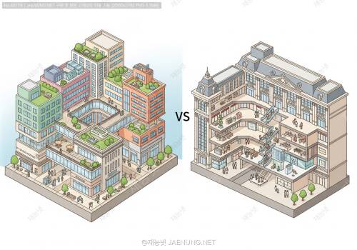 🏢 복합몰 vs 백화점 — 구조와 동선의 차이, 건축적 관점에서 파헤치기