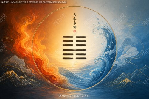 🌊 주역 화수미제괘(火水未濟卦) 해설: 아직 완성되지 않은 것들이 품은 무한한 가능성