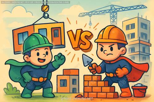 모듈러 건축 vs 현장 시공: 건설 효율성과 품질 대결! 어떤 방식이 더 나을까? 🏗️🏢