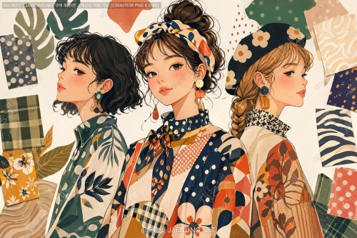 패턴을 활용한 장식적 인물 일러스트레이션: 개성과 스타일을 더하는 디자인 기법 💫