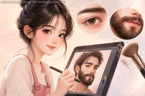 질감 브러시로 수염과 눈썹의 디테일 살리기 🎨✨