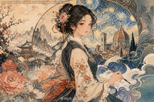 동서양 일러스트레이션 기법의 융합: 문화적 하이브리드 아트 🎨🌏