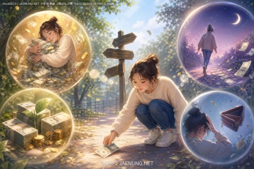 돈 줍는 꿈 해몽 완전 가이드: 길에서 돈 줍는 꿈, 돈다발 꿈, 돈을 잃는 꿈까지 모든 것