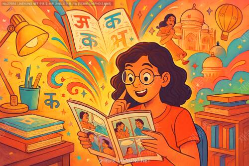 힌디어 만화로 즐겁게 배우는 언어 학습의 세계 - 재미있고 효과적인 힌디어 공부법 🇮🇳