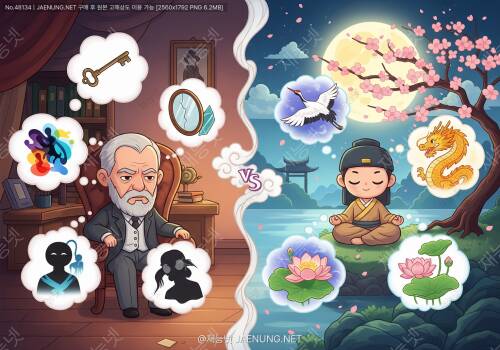 🌙 프로이트 vs 동양 해몽: 같은 꿈을 서양과 동양에서 완전히 다르게 해석하는 이유와 그 문화적 배경