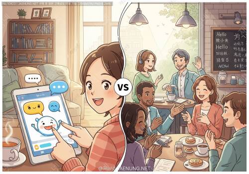 📱☕ 영어 스피킹 매니아 앱 vs 영어 스피킹 카페 참여: 회화 실력 향상의 최강자는? 🏆