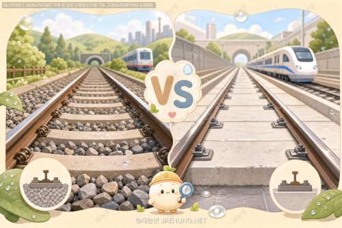 자갈 궤도 vs 콘크리트 궤도(슬래브) —두 가지 선로의 장단점과 적용 구간 비교