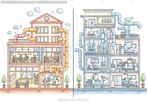 🏫🏥 학교 vs 병원 — 위생과 환기 시스템의 구조적 차이, 건물이 이렇게 다르다고?