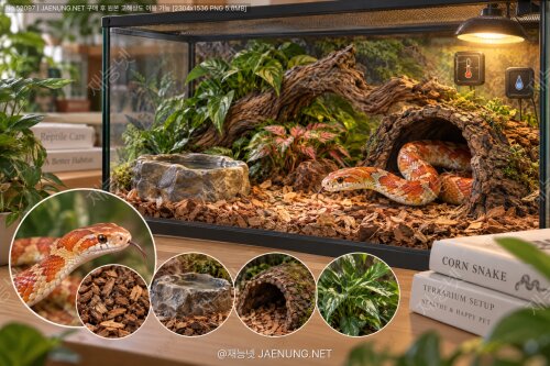 🐍 옥수수뱀 사육장 세팅 가이드 — 온도·습도·바닥재·은신처까지 환경 구성 실전편 🌿