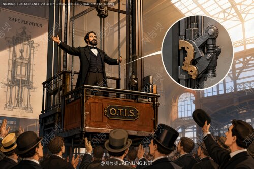 🛗 엘리베이터의 역사 — 1853년 엘리샤 오티스의 '추락 방지 브레이크' 시연과 수직 이동 혁명