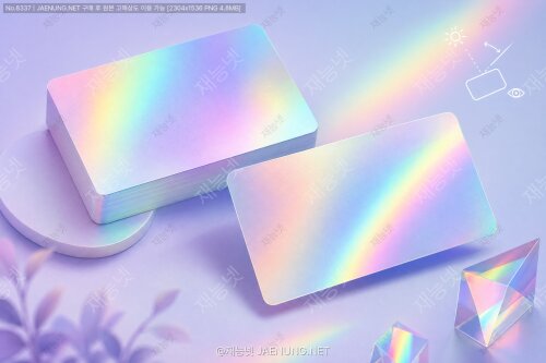 무지개 홀로그램 효과: 빛의 각도에 따라 변하는 명함 🌈