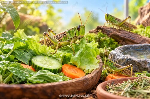 🦗 메뚜기 먹이와 채소 급여법 완전 정리 🥬 풀 고르기부터 수분 관리·위생까지, 건강하게 키우는 사육 가이드