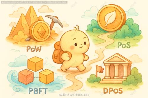 블록체인 합의 알고리즘 완전정복: PoW, PoS, DPoS, PBFT까지 친절하게 알려줄게! 🚀
