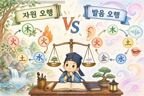 🔮 자원 오행 vs 발음 오행: 작명에서 두 오행의 차이와 우선순위 완전 비교