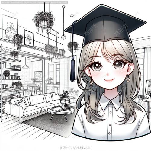 랜선 집들이 컨셉의 인테리어 일러스트레이션 🏠✨