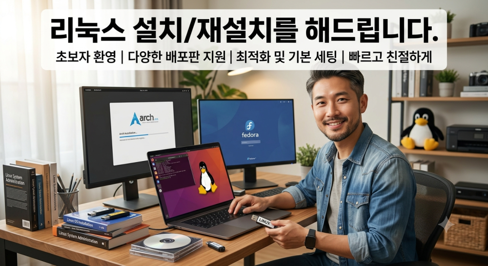 리눅스(Linux) 설치/재설치 및 초기 세팅 도와드립니다