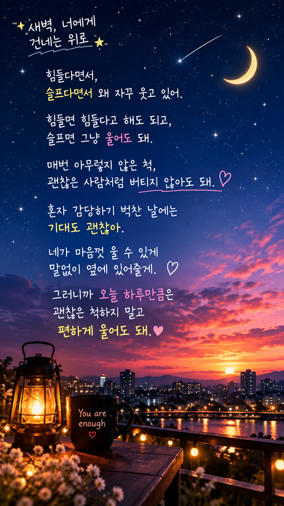 새벽, 너에게 건네는 위로 🌙 힘들다면 잠시 쉬어가도 괜찮아요