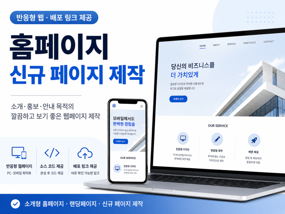 반응형 홈페이지 신규 페이지 제작해드립니다