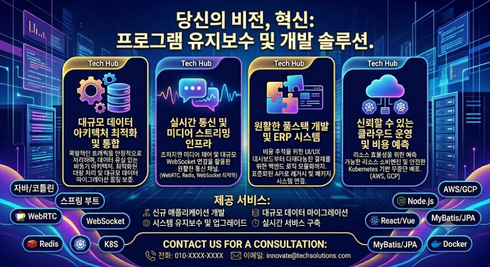 레거시 서비스 및 신규 서비스 개발 및 유지보수