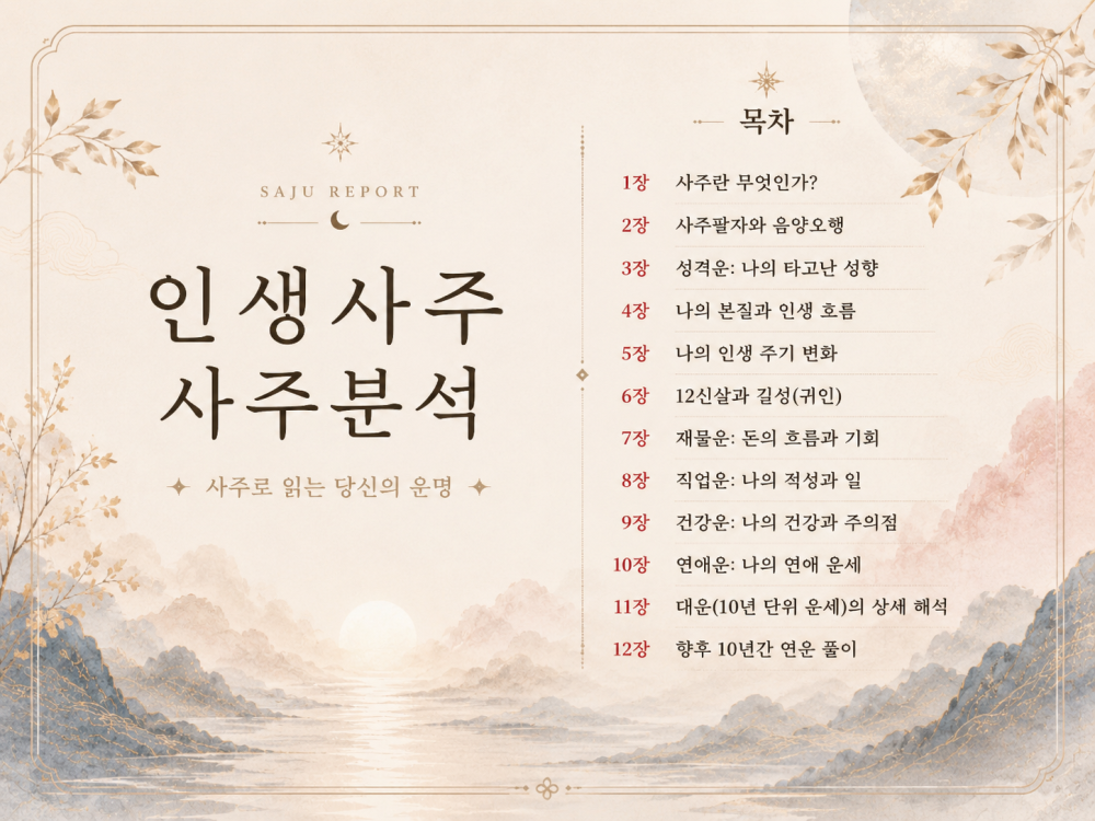 타고난 성향과 인생의 흐름을 알아보는 인생사주 분석 리포트