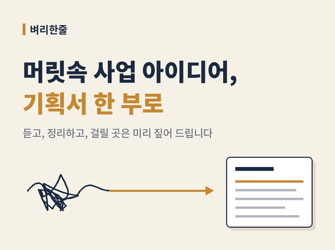 머릿속 사업 아이디어를 기획서로 정리해 드립니다