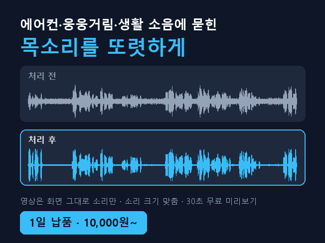 영상 녹음 잡음 제거 + 목소리 선명하게 보정