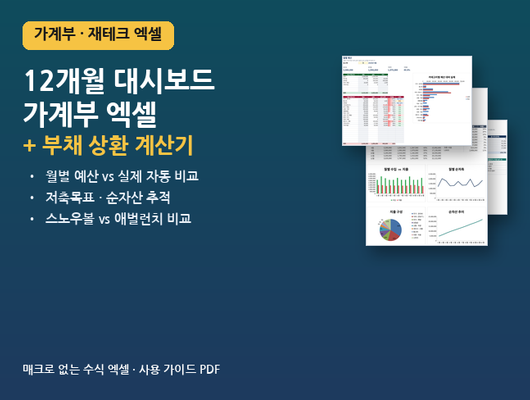 대시보드 가계부·재테크 엑셀 템플릿