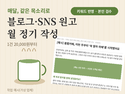 블로그·기사형·SNS 원고 월 정기 작성 (키워드 반영)