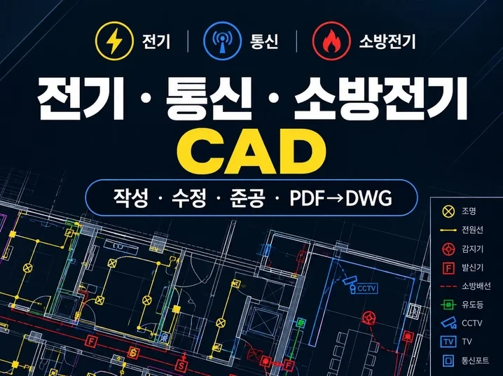 전기·통신·소방전기 2D CAD 도면 작성·수정 및 DWG 도면 정리